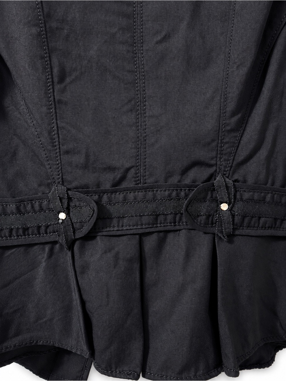 White House Black Market fitted black military utility jacket rivet bow details - Picture 6 of 10